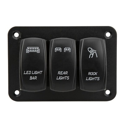 3'lü ON-OFF Işıklı Anahtar Switch Panel 12V-24V- Mavi