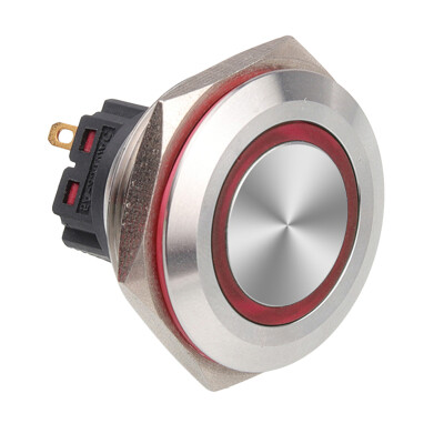 WD30B-P1Z-E 30mm Düz Anahtarlı Işıklı Metal Buton - Kırmızı