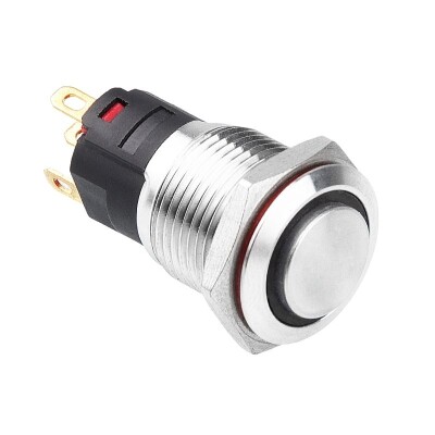 16A-G1-E 16mm Çıkık Yaylı Işıklı Metal Buton - Beyaz