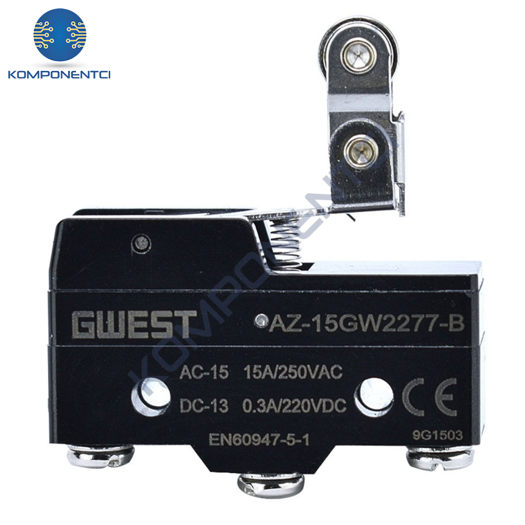 Gwest AZ-15GW2277-B Tahrikli Metal Makaralı Mikro Switch 15A 1NO + 1NC