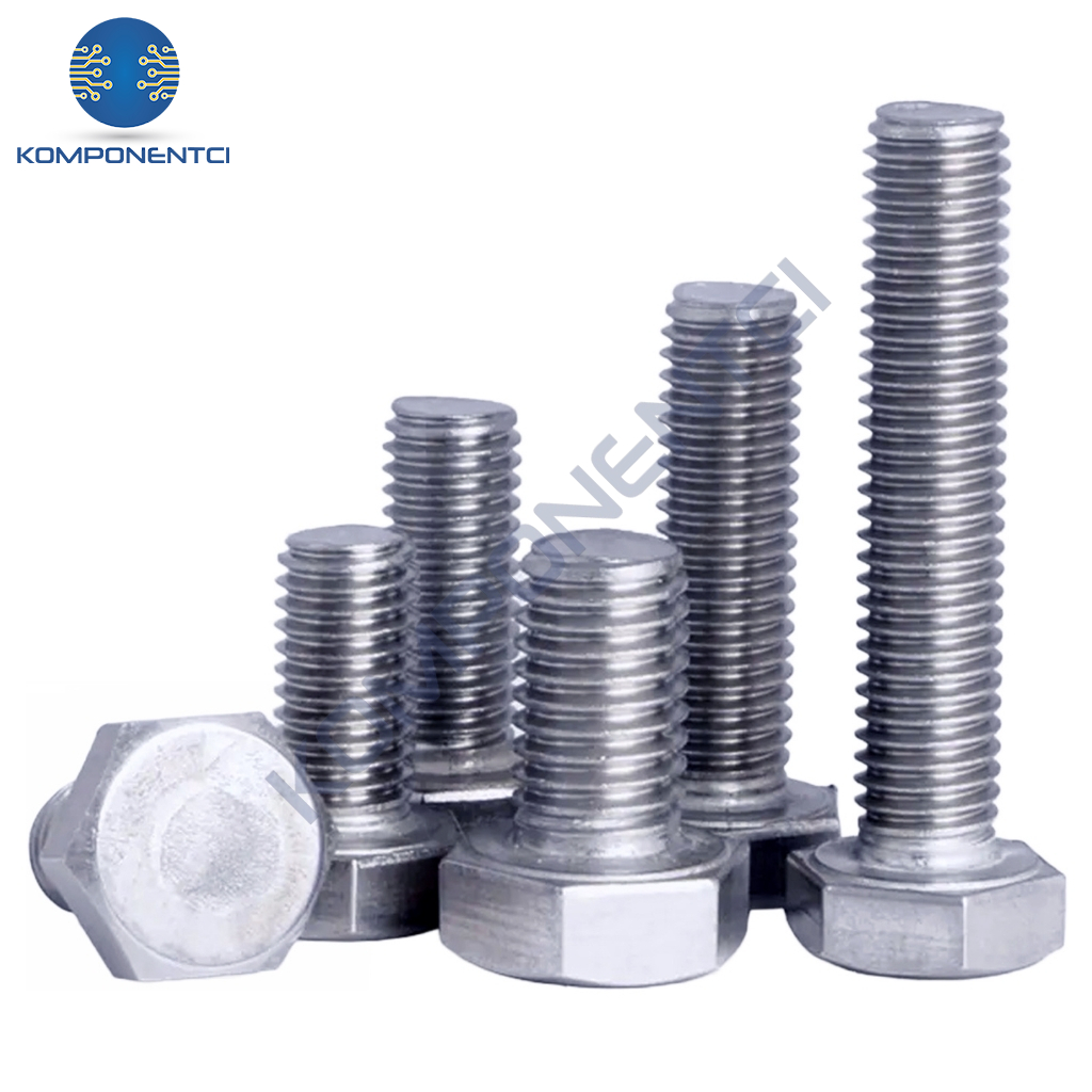 M5x20mm Cıvata Beyaz Altıköşe 5.8 Kalite DIN933