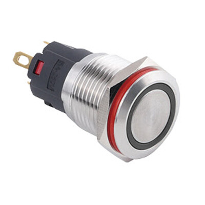 WD16A-P1Z-E 16mm Düz Anahtarlı Işıklı Metal Buton - Beyaz