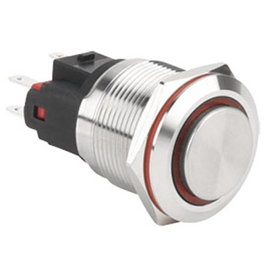 WD22E-G1Z-E 22mm Çıkık Anahtarlı Işıklı Metal Buton - Kırmızı