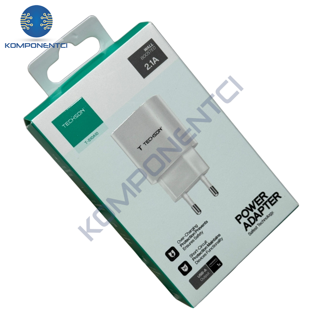 TECHSON 2.1A 5V USB Tekli Şarj Adaptörü Şarj Başlığı S10A10