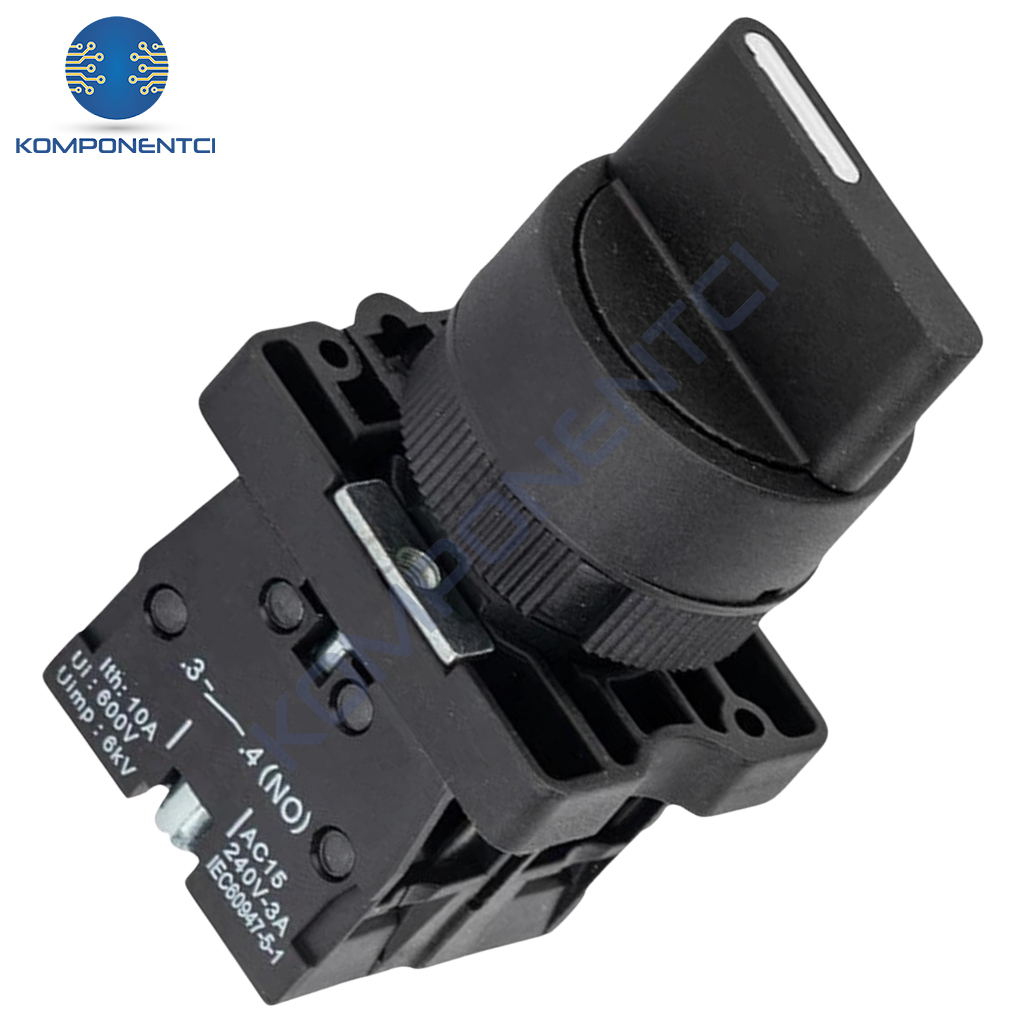 LAY5-ED53 22mm Kısa Mandal Switch 1-0-2 Yaylı (2NO)