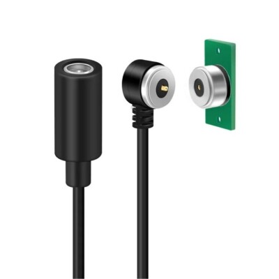 2-Pin 10mm 90C Kablolu PCB'li Pogo Pin Manyetik Konnektör Takımı - DC Soketli