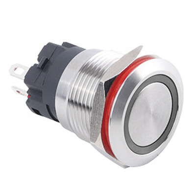 WD19A-P1-E 19mm Düz Yaylı Işıklı Metal Buton - Beyaz