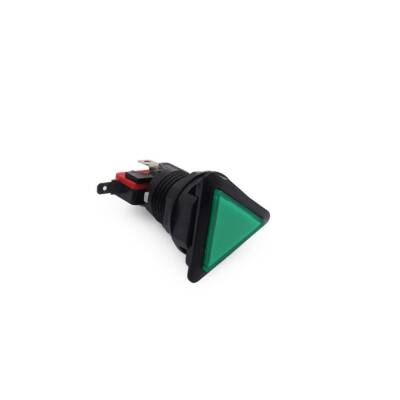 40mm 12V Üçgen Işıklı Oyun Makinesi Butonu - Yeşil