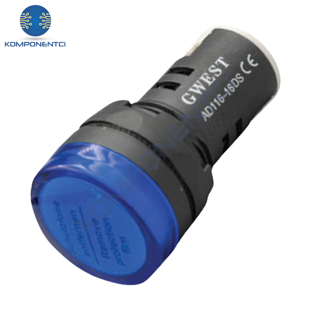 Gwest 16-M 16mm Mavi Ledli Sinyal Lambası 220V