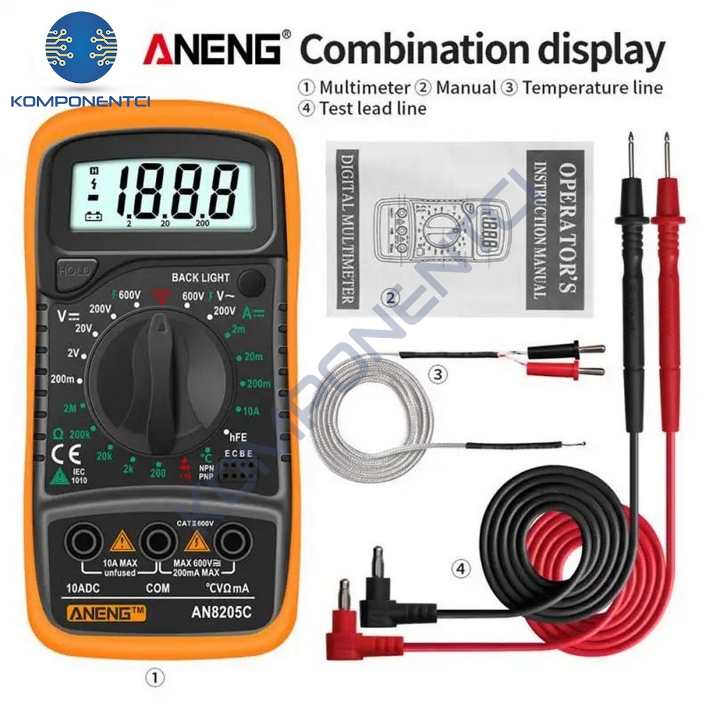 Aneng AN8205C Dijital Multimetre (Sarı)