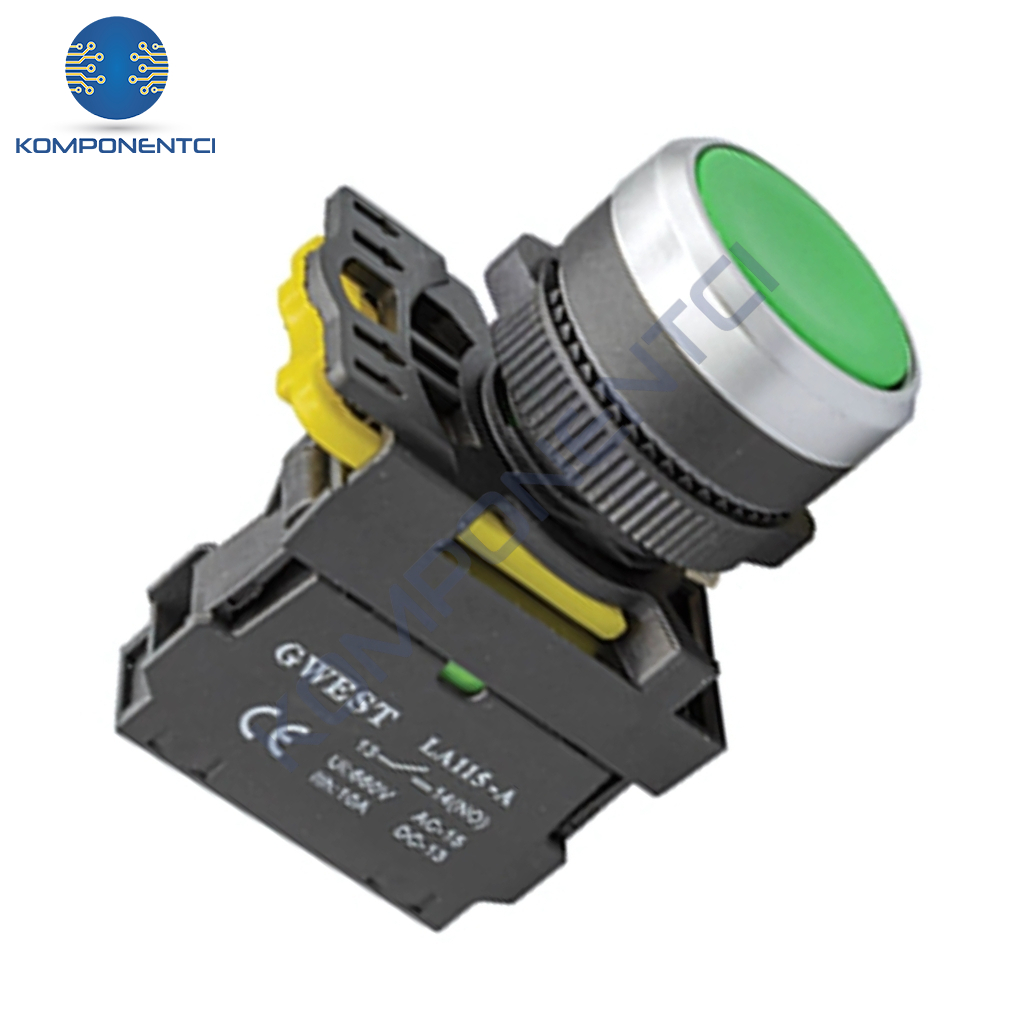 Gwest A5-10 22mm Yeşil Yaylı Buton 1NO