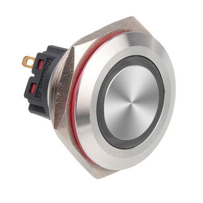 WD30B-P1-E 30mm Düz Yaylı Işıklı Metal Buton - Beyaz