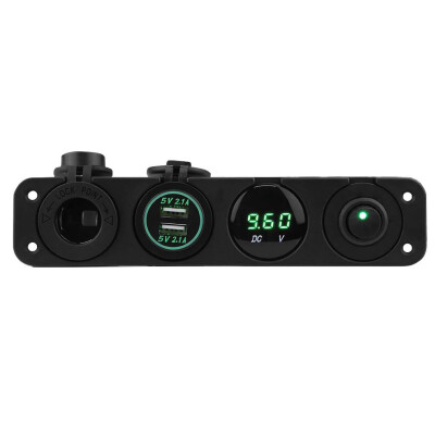 ON-OFF Yeşil Nokta Anahtarlı 2x5V USB Çakmaklık ve Voltaj Göstergeli Marine Panel
