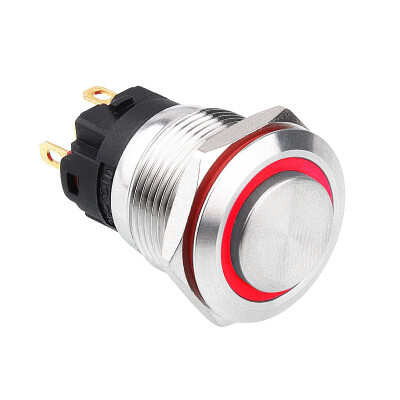 WD19A-G1-E 19mm Çıkık Yaylı Işıklı Metal Buton - Kırmızı