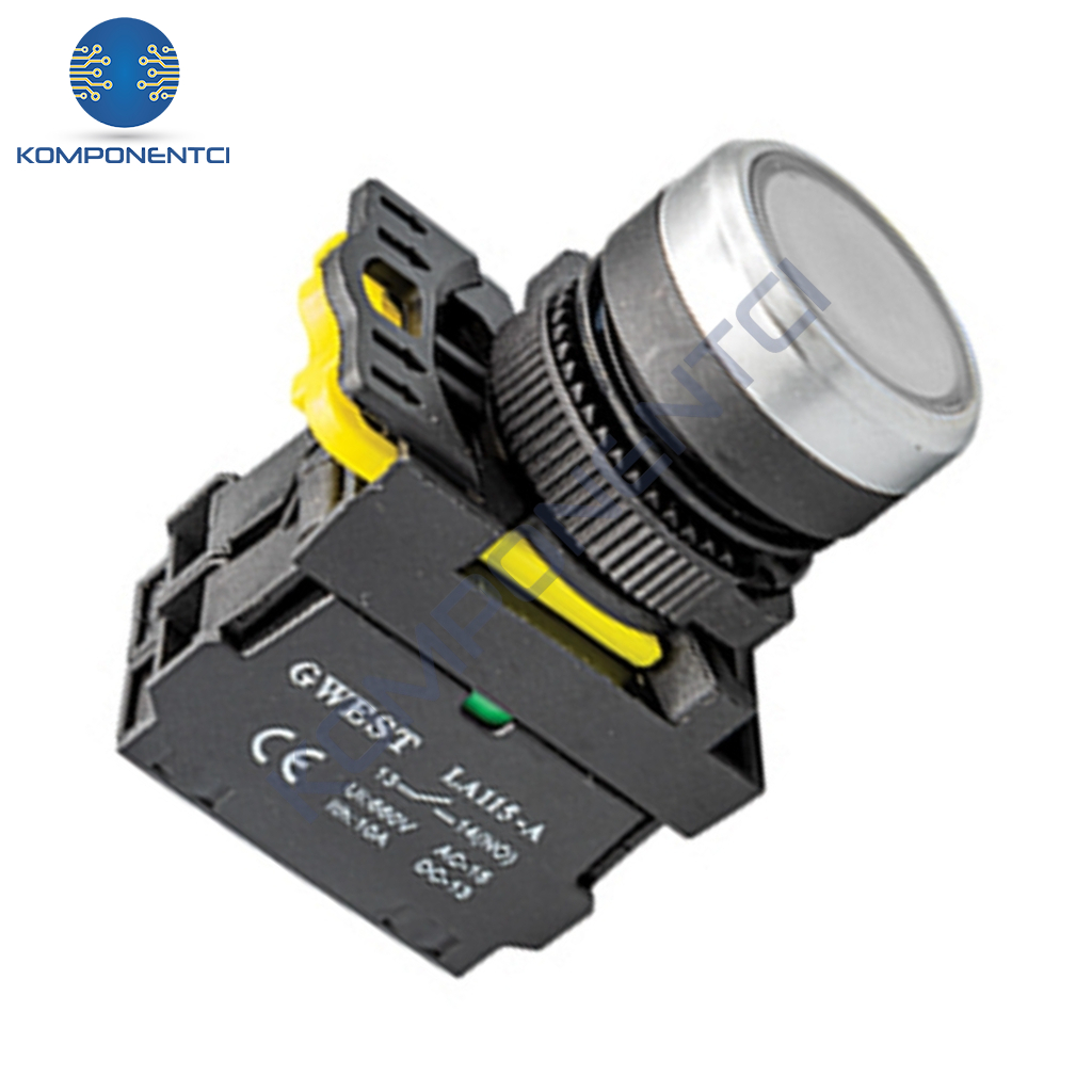 Gwest A5-31D-110 22mm Beyaz Led Işıklı Yaylı Start Buton 110V 1NO