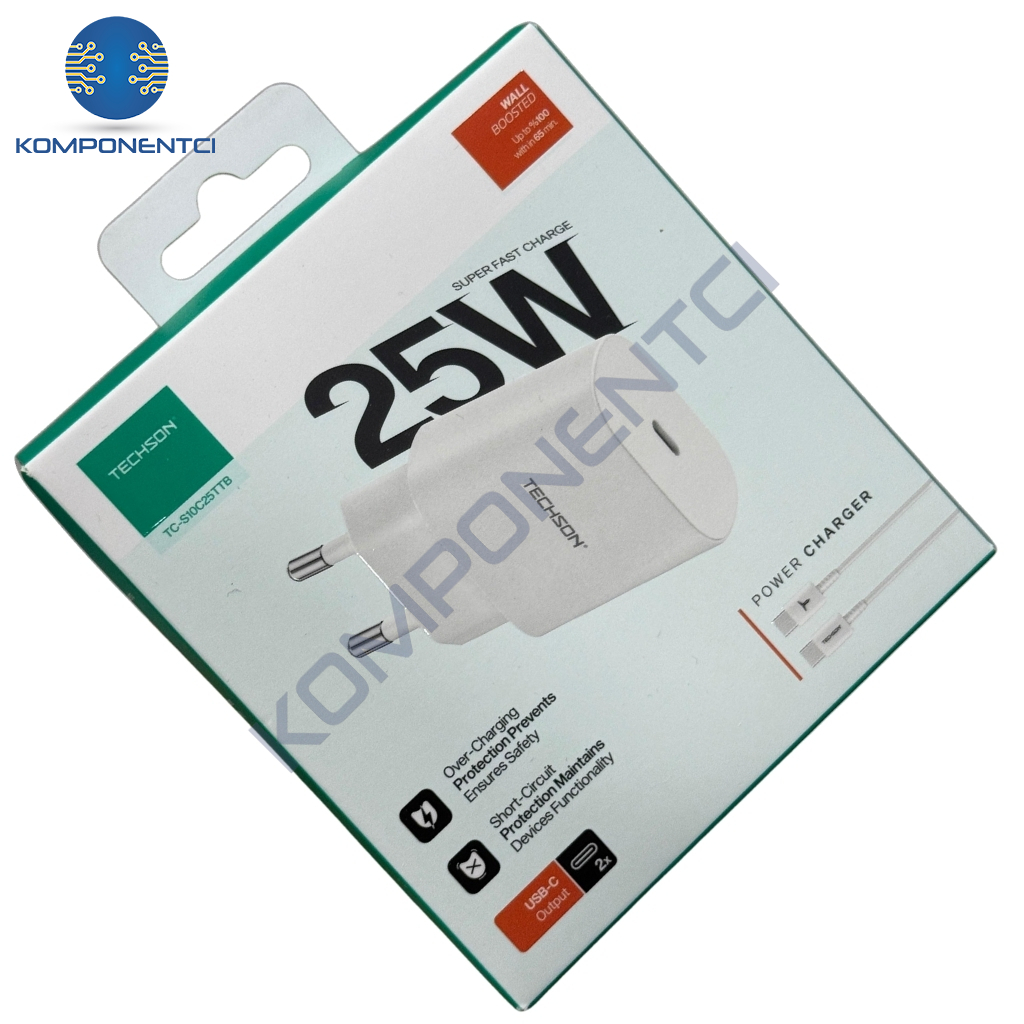 TECHSON 25W Type-C Hızlı Şarj Cihazı Beyaz S10C25TTB