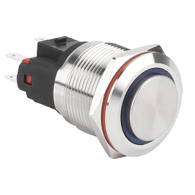 WD22E-G1Z-E 22mm Çıkık Anahtarlı Işıklı Metal Buton - Mavi