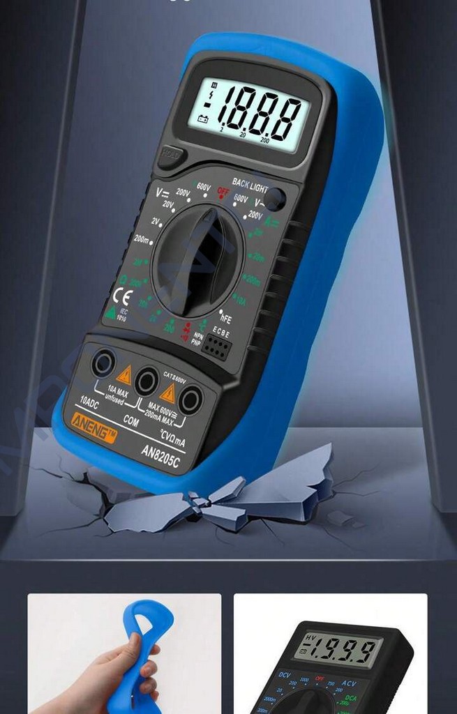 Aneng AN8205C Dijital Multimetre Mavi | Komponentci