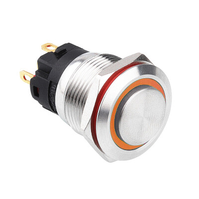 WD19A-G1-E 19mm Çıkık Yaylı Işıklı Metal Buton - Sarı
