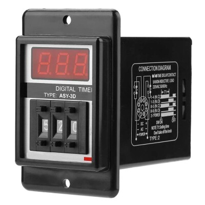 ASY-3D AC 220V Gecikmeli DPDT Dijital Zaman Rölesi - 99.9M