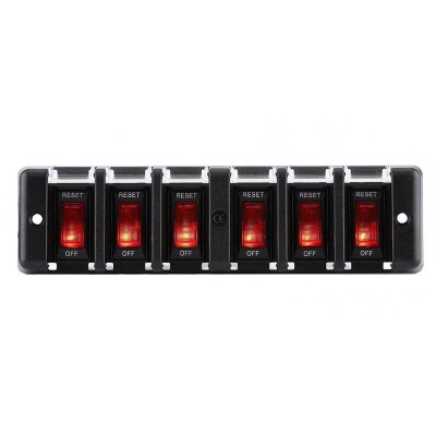 6'lı ON-OFF Kırmızı Işıklı Anahtar Switch Panel 12V 16A