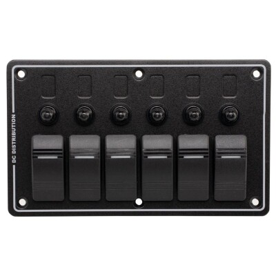 6'lı ON-OFF Kırmızı Işıklı Anahtar Switch Panel - Aşırı Akım Korumalı