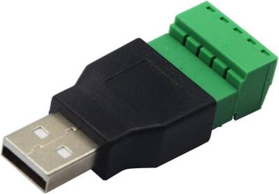 USB Erkek - 5'li Klemens Çevirici / USB 2.0 to 5-Pin Terminal