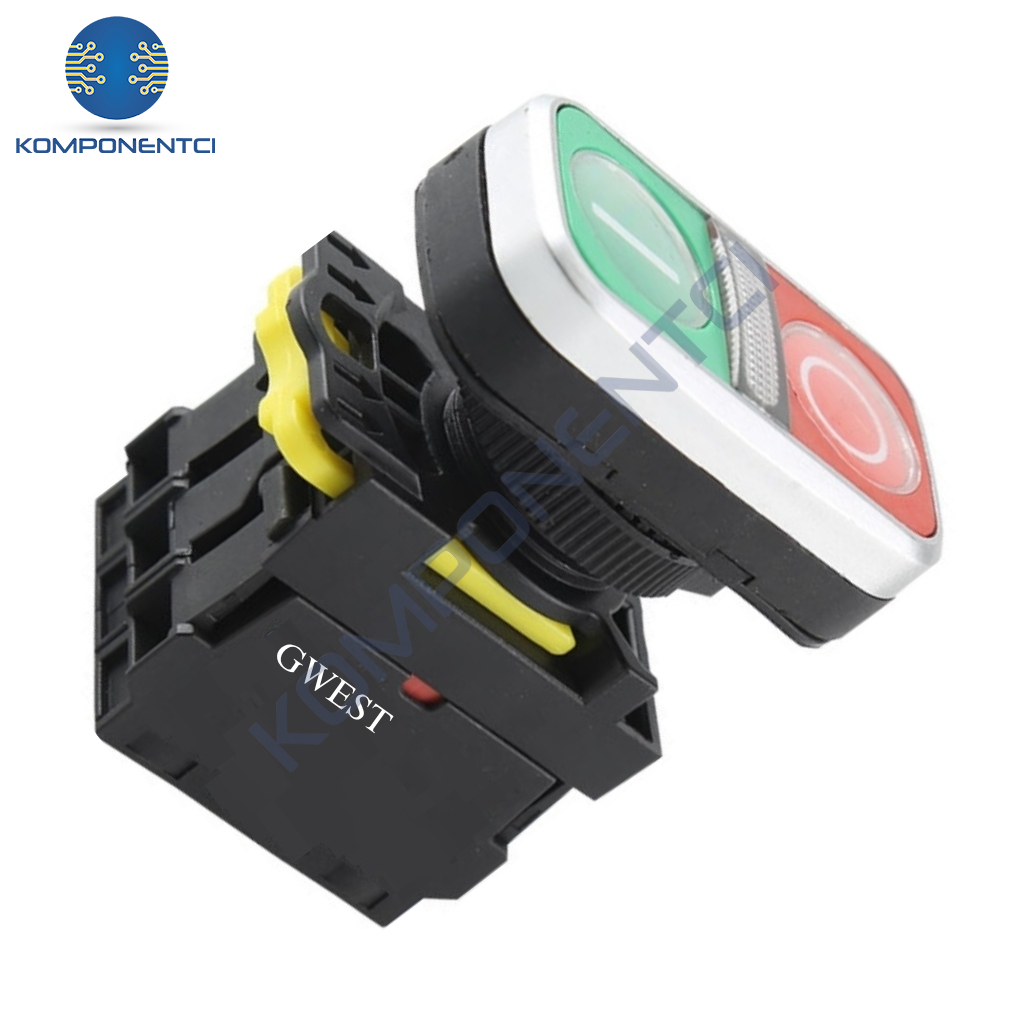 Gwest A5-11RD-24 Kırmızı Yeşil Led Işıklı İkiz Buton 1NO+1NC 24V