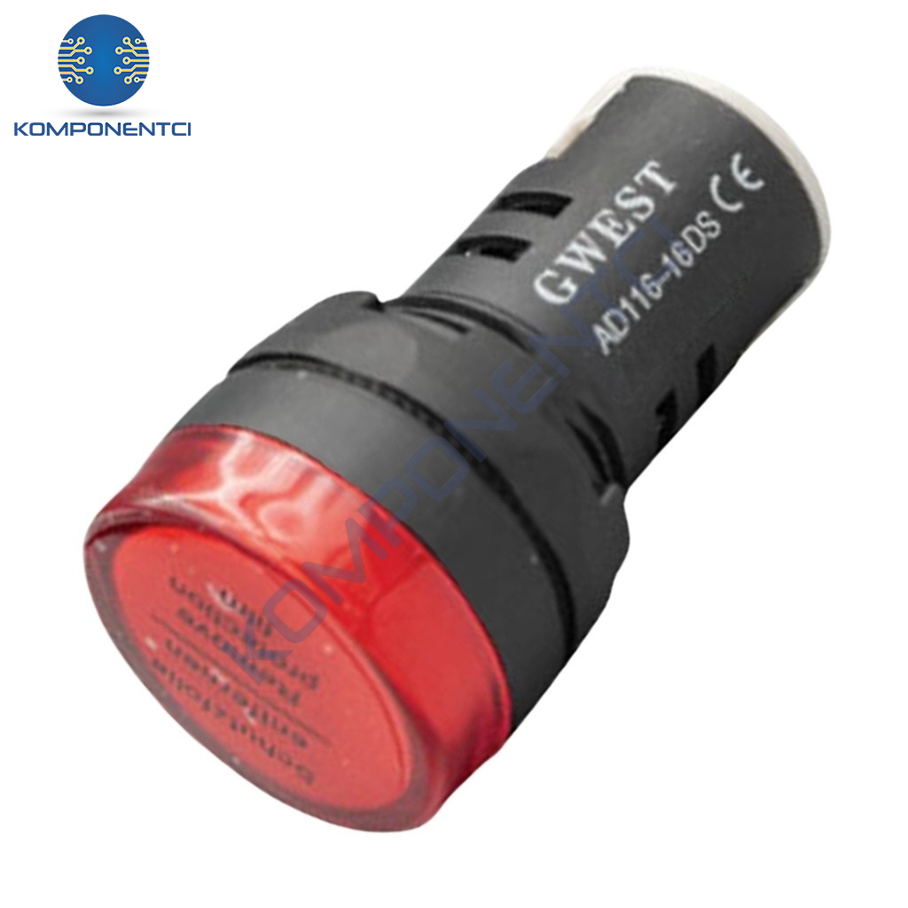 Gwest 16-24V-K 16mm Kırmızı Ledli Sinyal Lambası 24V