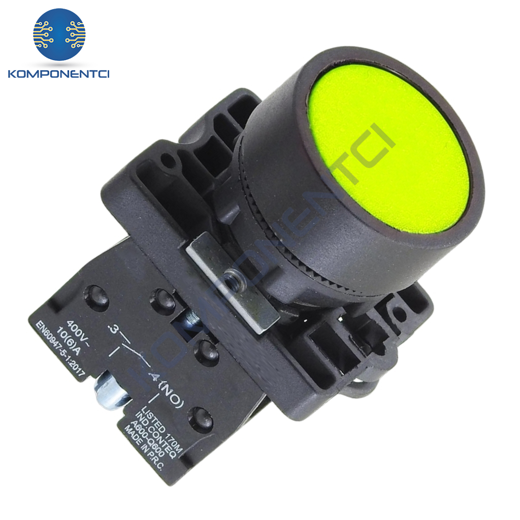 LAY5-EA51 22mm Buton Normalde Açık Kontak Sarı