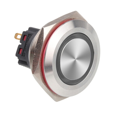 WD28B-P1Z-E 28mm Düz Anahtarlı Işıklı Metal Buton - Beyaz
