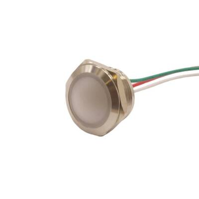 19L-P1/RGY+ 19mm 12-24V Kablolu Metal Sinyal Lambası - 3 Renk Anot