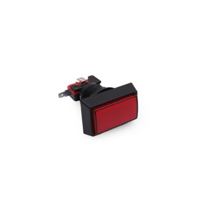 50x33mm 12V Dikdörtgen Işıklı Oyun Makinesi Butonu - Kırmızı