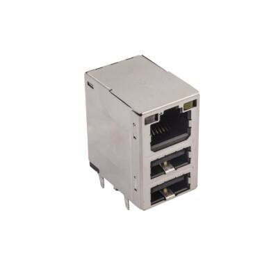 2xUSB-A 2.0 Dişi - 1xRJ45 Dişi Ethernet Port PCB Tipi