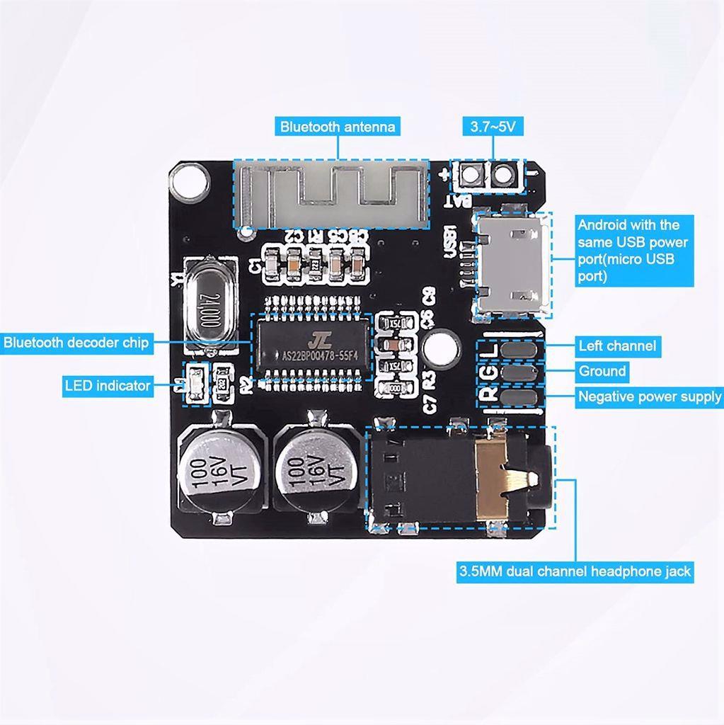 VHM-314 Bluetooth 5.0 Mp3 Modülü Devre Kartı | Komponentci