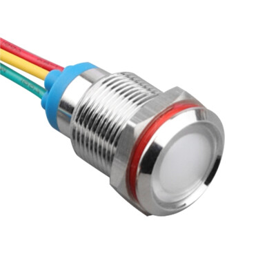 WD12L-P2/RG+ 12mm 12-24V Kablolu Metal Sinyal Lambası - 2 Renk Anot
