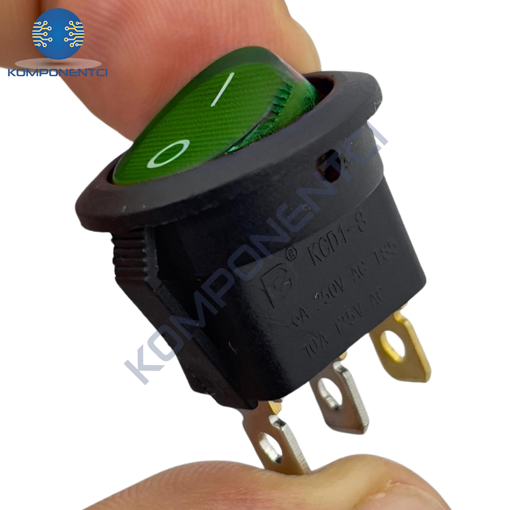 IC-131 Yuvarlak Işıklı Anahtar On-Off 3P Yeşil