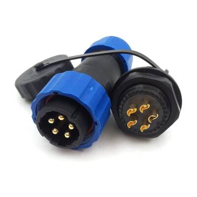 SD20 5 Pin 20mm Su Geçirmez Konnektör Takımı - Panel Tipi