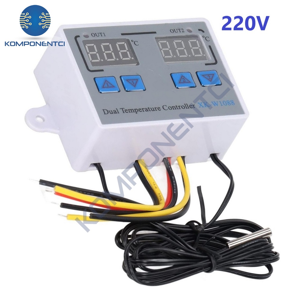 XK-W1088 İkili Dijital Sıcaklık Kontrollü Termostat - 220V/AC 1500W 