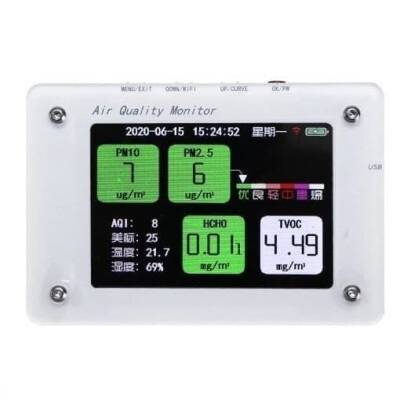 PM2.5 TVOC CO2 HCHO AQI Hava Kalitesi Monitörü - A1