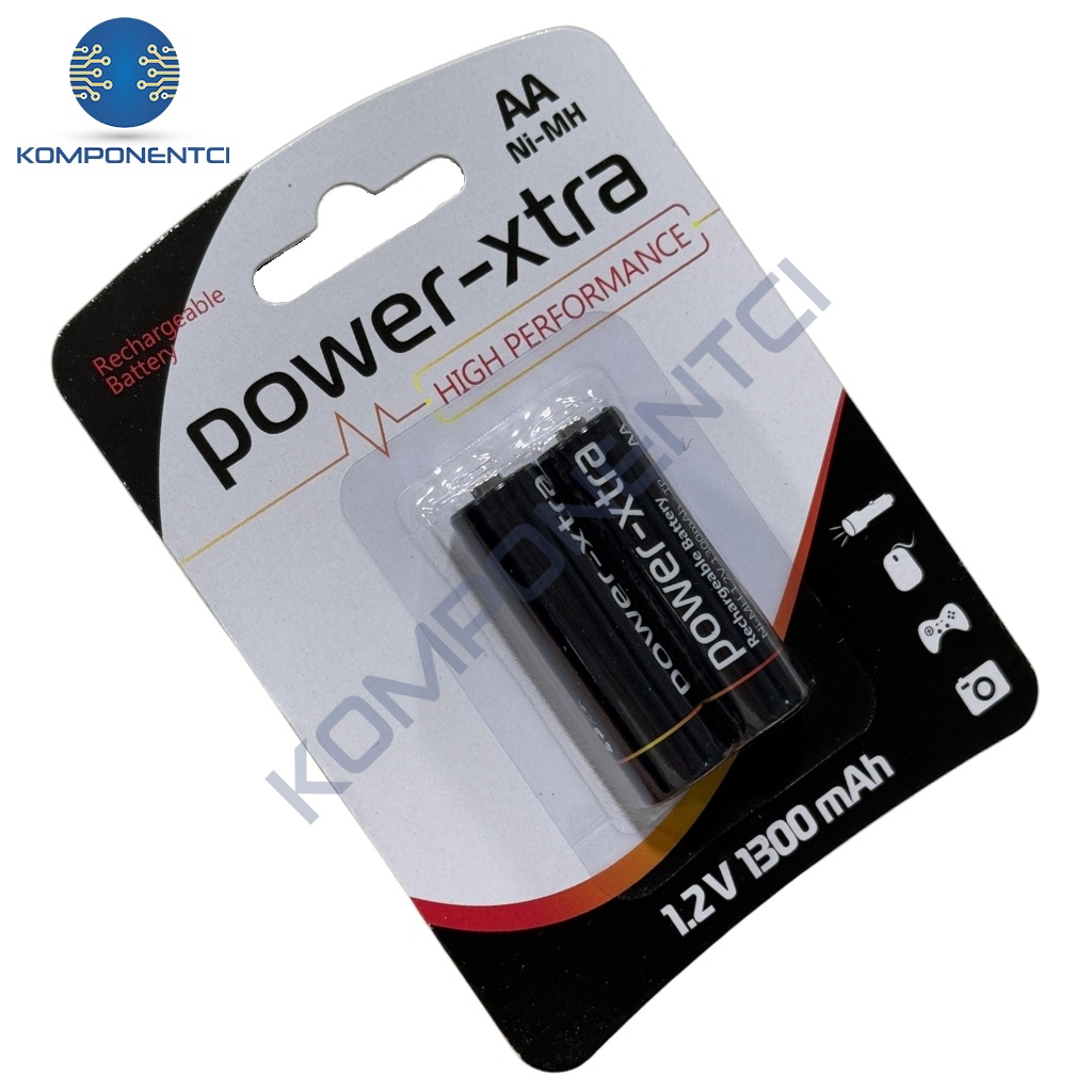Power-Xtra AA 1300mAh 1.2V Ni-Mh Şarj Edilebilir Pil - 2'li Blister