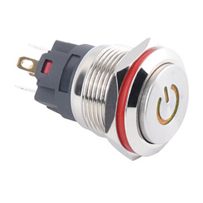 WD19A-G1-C 19mm Çıkık Yaylı Işıklı Power Metal Buton - Sarı