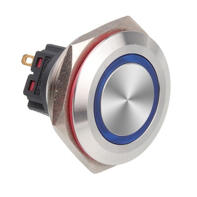 WD30B-P1Z-E 30mm Düz Anahtarlı Işıklı Metal Buton - Mavi