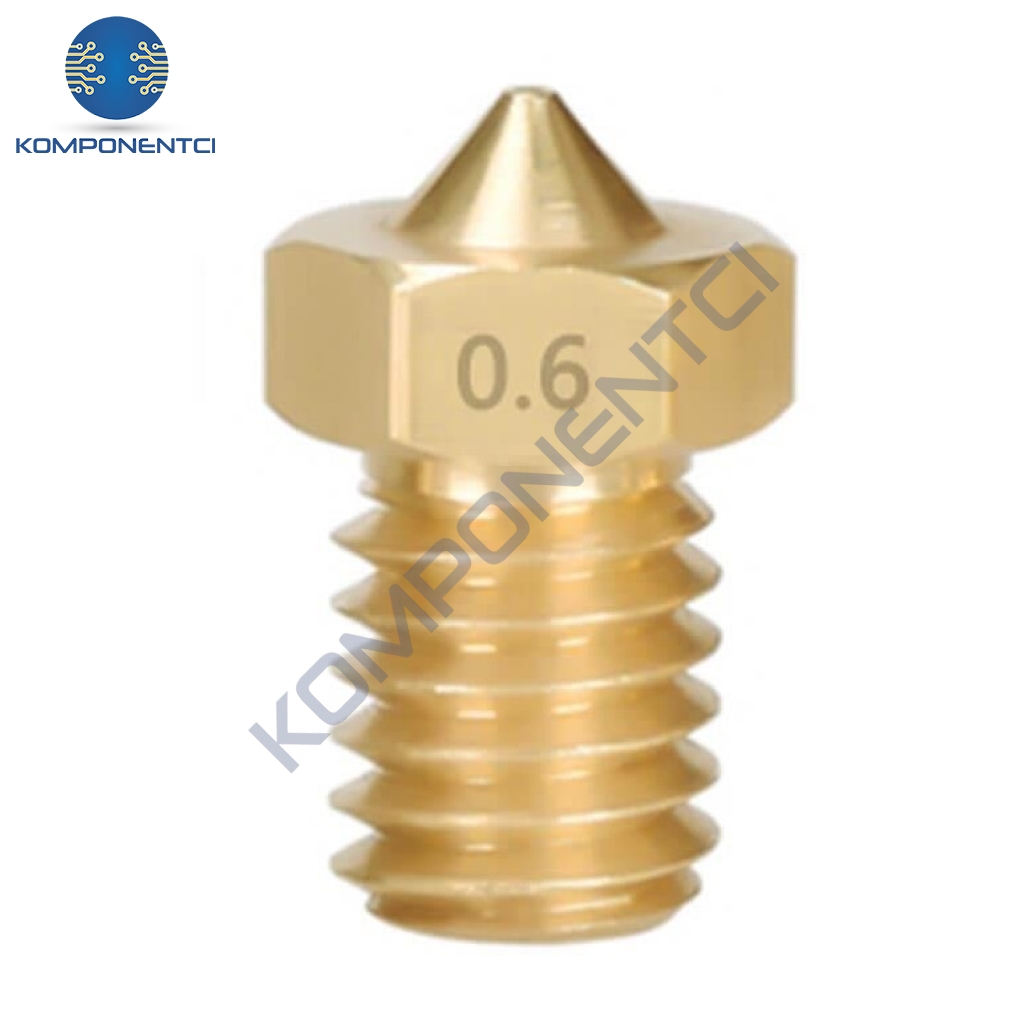 3D Yazıcı-Printer M6 1.75mm / 0.6mm V5-V6 Pirinç Nozzle