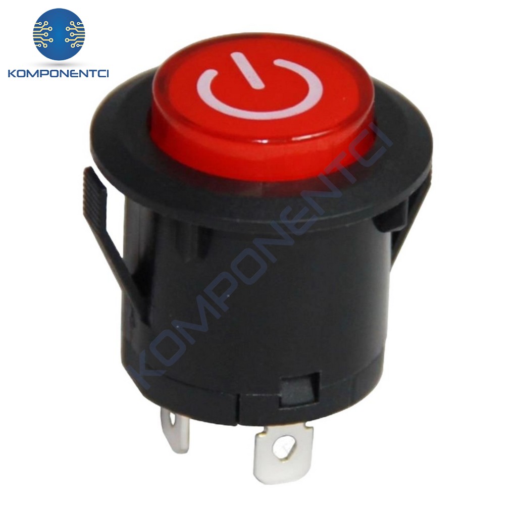 IC-180E 26mm 2P Yaylı Rocker Buton Işıksız 'Power' Simgeli