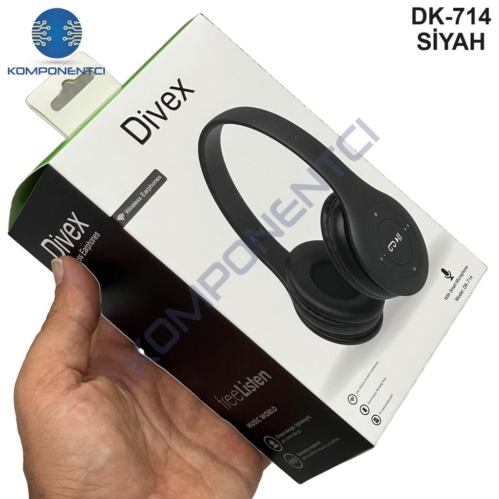 Divex Kulak Üstü Kablosuz Bluetooth Kulaklık Siyah DK-714