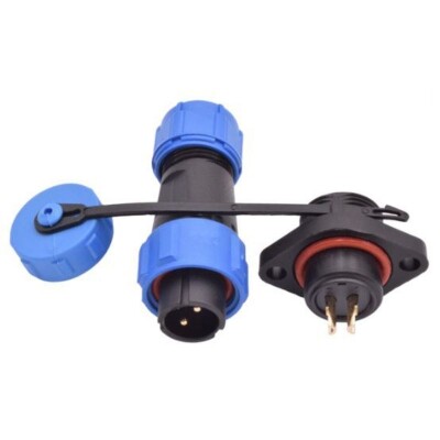SD13 2 Pin 13mm Su Geçirmez Konnektör Takımı - Flanşlı Panel Tipi