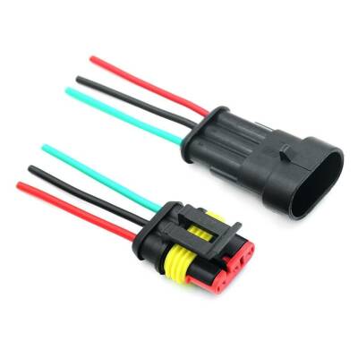 Kablolu 3-Pin Su Geçirmez Konnektör Takımı