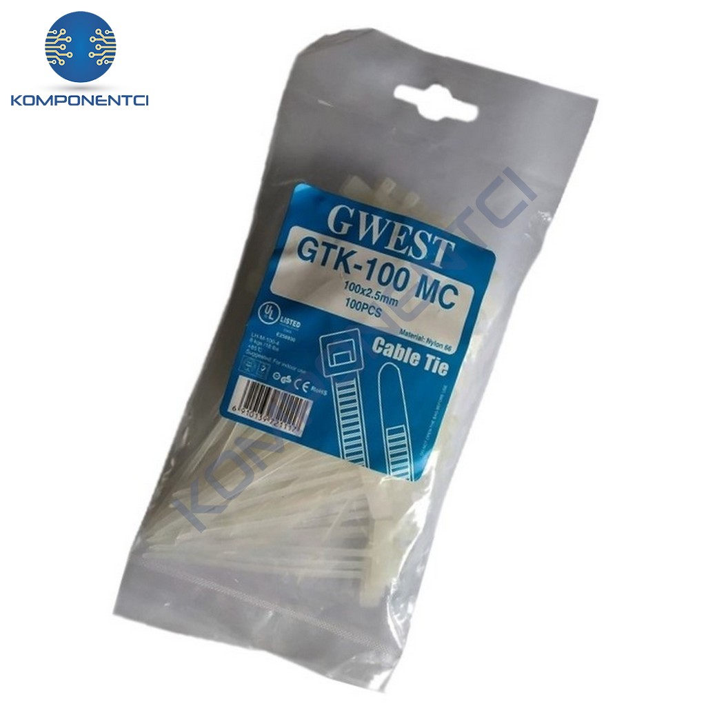 Gwest GTK-100MC 100x2.5mm Etiketli Kablo Bağı 100 Adet