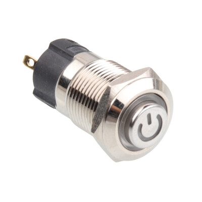 WD12A-G1-C 12mm Çıkık Yaylı Işıklı Power Metal Buton - Beyaz